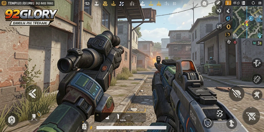 Tampilan gameplay epik di <strong>92GLORY</strong> dengan aksi tembak menembak yang seru.