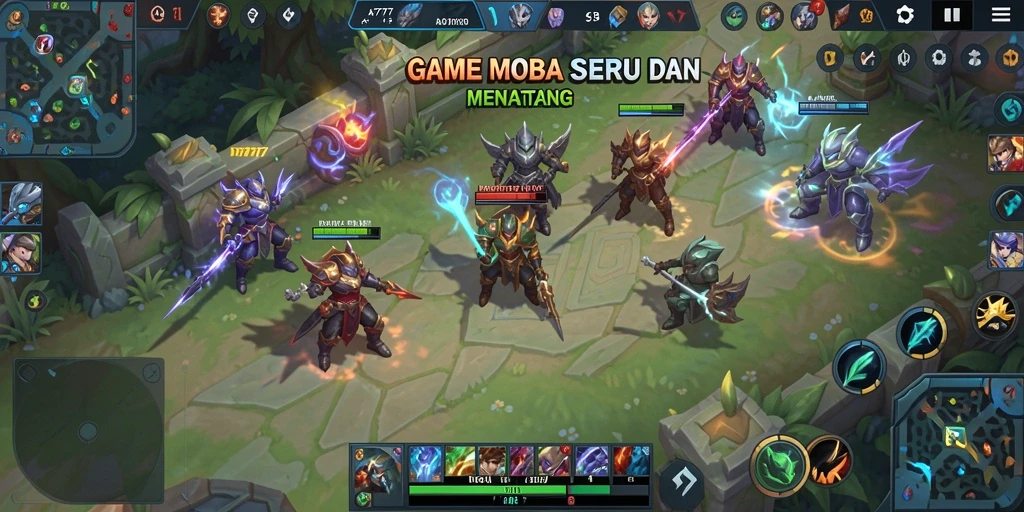 Tangkapan layar A7777 menampilkan aksi seru dalam gameplay MOBA.