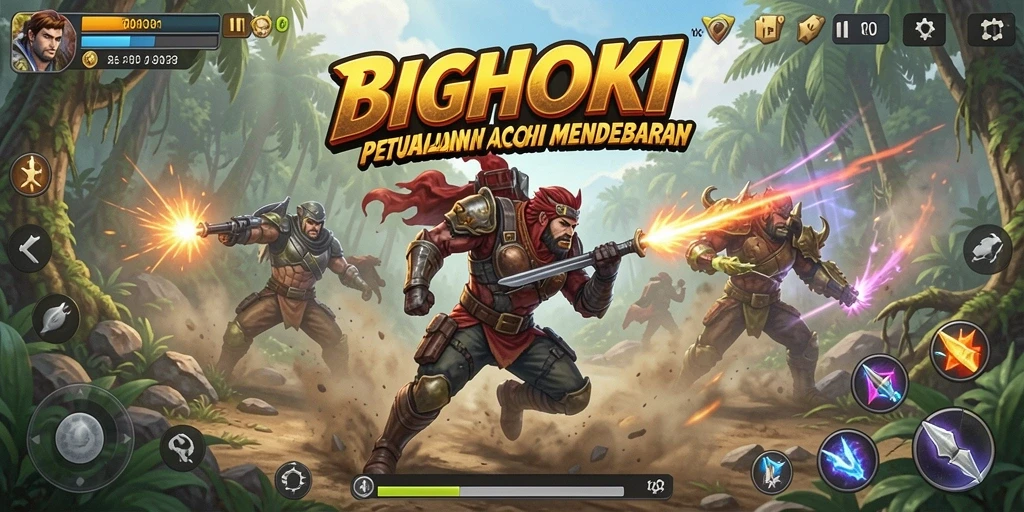 Tampilan aksi mendebarkan dalam gameplay BIGHOKI.