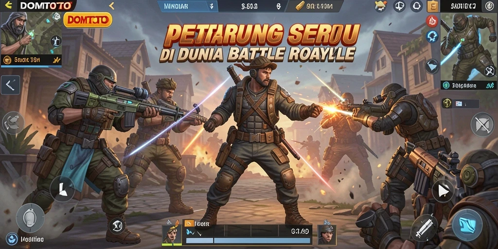Screenshot gameplay DOMTOTO yang menunjukkan pertarungan Battle Royale yang seru.