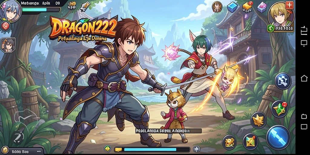 Screenshot gameplay <strong>DRAGON222</strong> menunjukkan pertarungan seru dan karakter yang berwarna-warni.