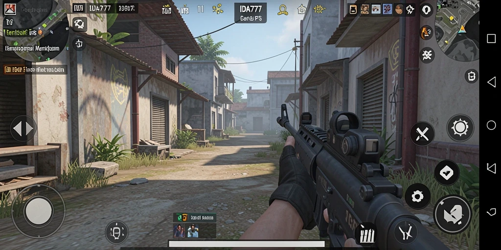 Tangkapan layar menunjukkan aksi menegangkan dalam game FPS IDA777.