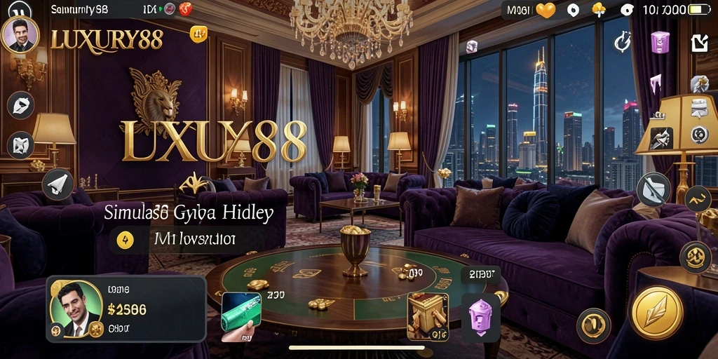 Tangkapan layar gameplay LUXURY88 yang menunjukkan aksi simulator kehidupan mewah.