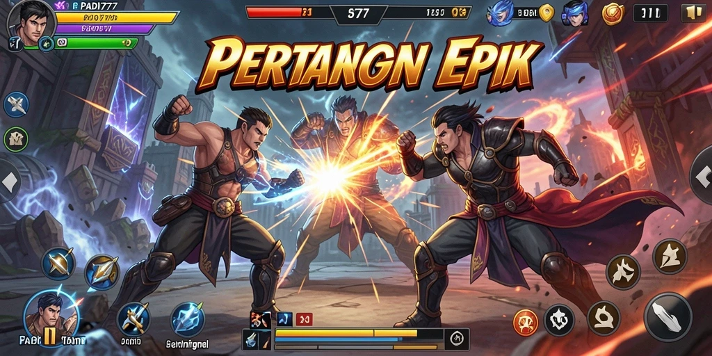 Screenshot PADI777 menampilkan aksi pertarungan yang menegangkan.